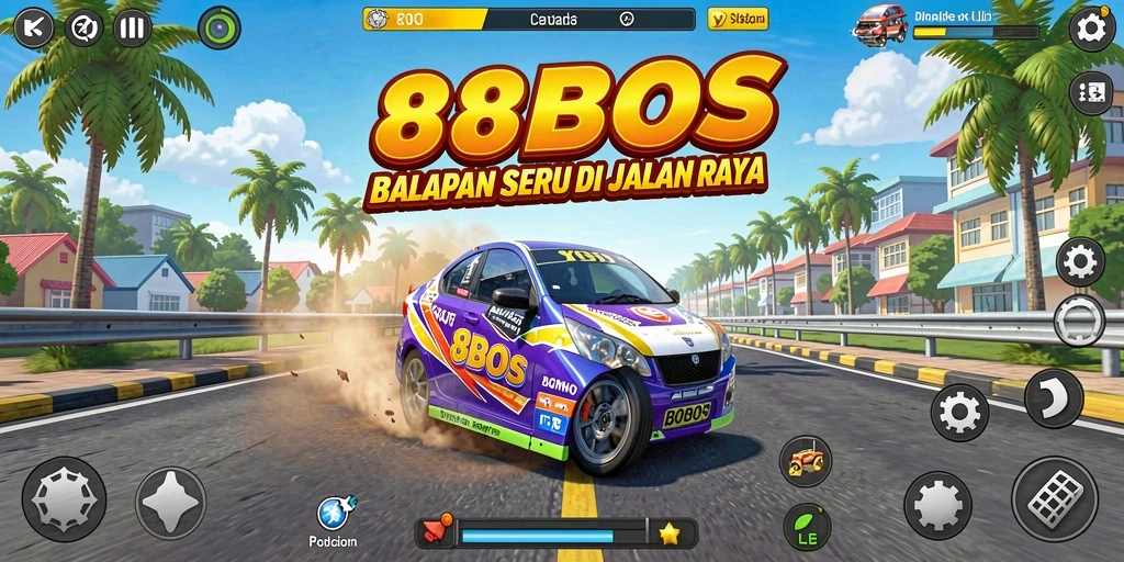 Tampilan menarik dari gameplay balapan di 88BOS
