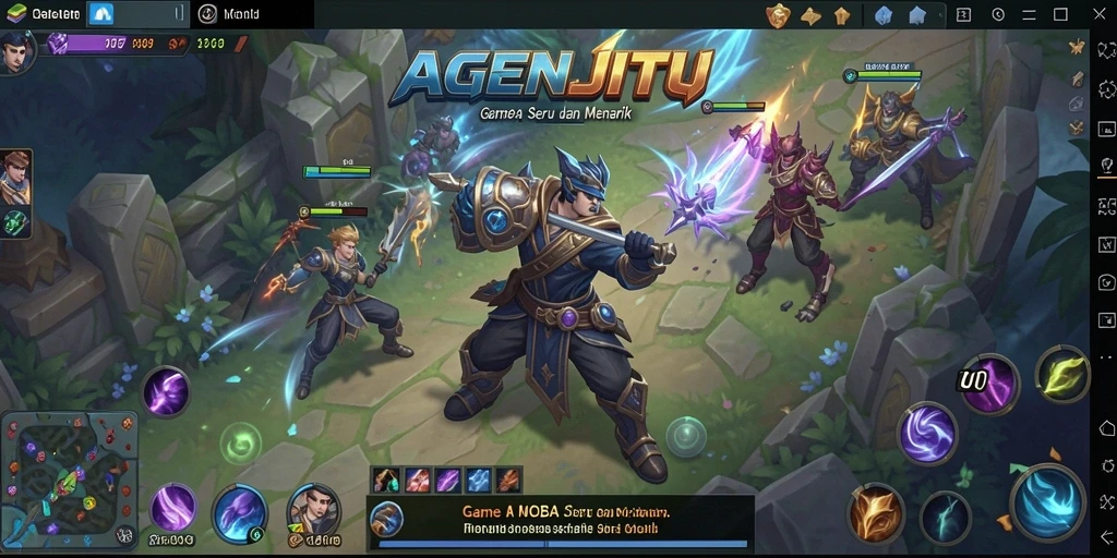 Tampilan aksi seru dalam gameplay AGENJITU MOBA.