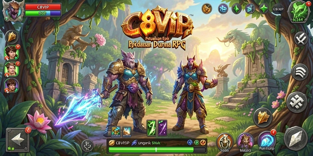 Tampilan permainan C8VIP dengan karakter dan dunia RPG yang memukau.