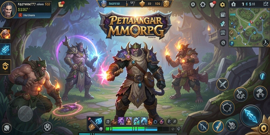 Screenshot gameplay FASTWIN77 menunjukkan pertarungan seru di dunia luas.