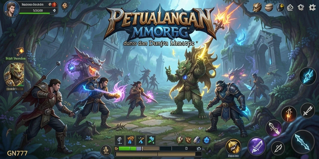 Tampilan gameplay <strong>GN777</strong> menampilkan petualangan epik dalam dunia MMORPG.