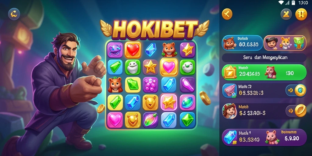 Tangkapan layar utama HOKIBET menampilkan gameplay seru Match-3.