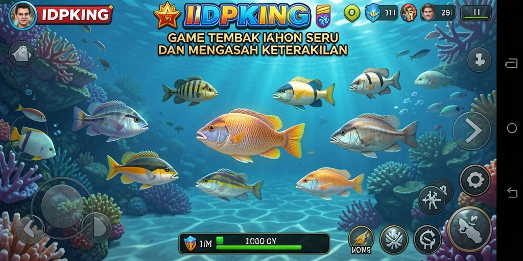 Screenshot utama IDPKING menampilkan aksi seru Tembak Ikan.