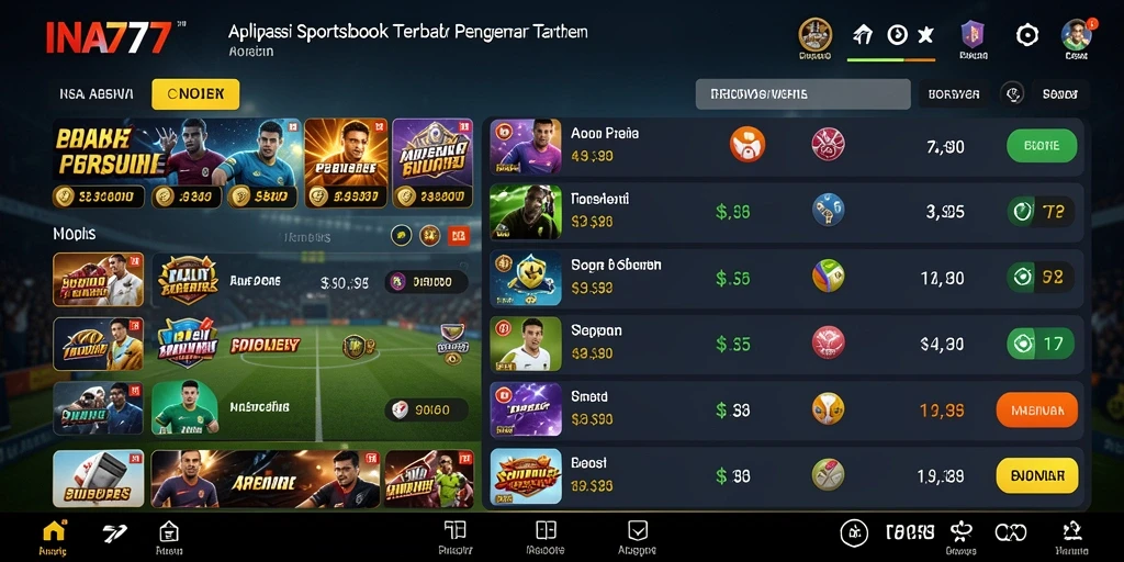 Tampilan gameplay Sportsbook yang menarik dan interaktif dalam INA777.