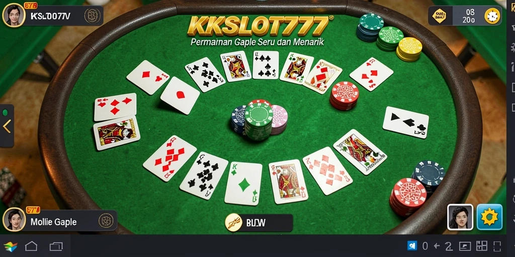 Tampilan seru dari gameplay KKSLOT777 dalam permainan Gaple.