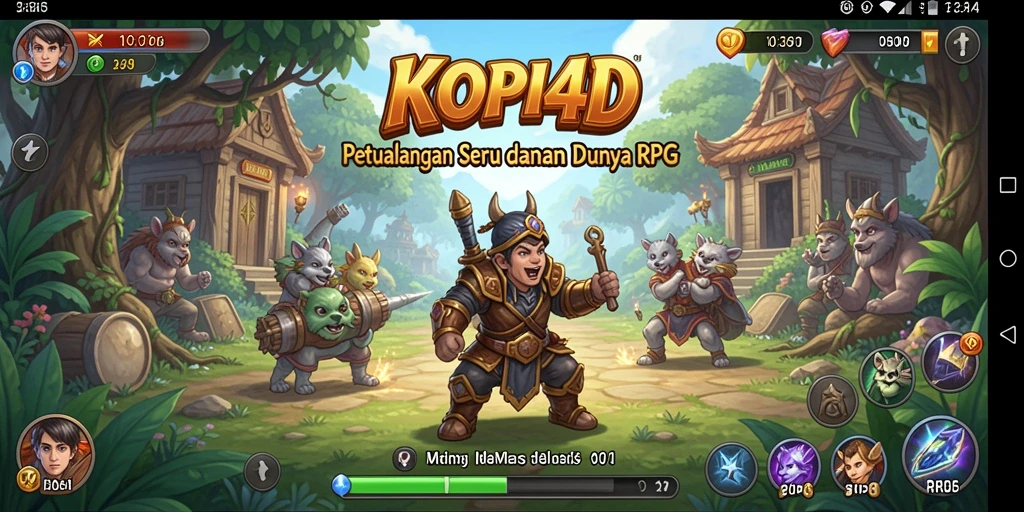 Tampilan gameplay KOPI4D dengan karakter dalam dunia fantasi.