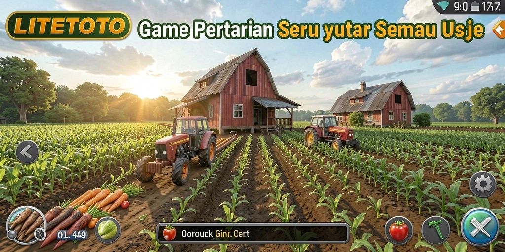 Tangkapan layar gameplay LITETOTO yang menampilkan suasana kebun yang hijau.