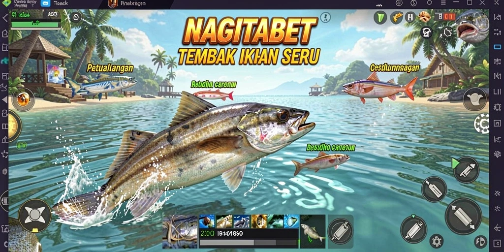 Tangkapan layar NAGITABET menampilkan aksi menembak ikan yang seru.