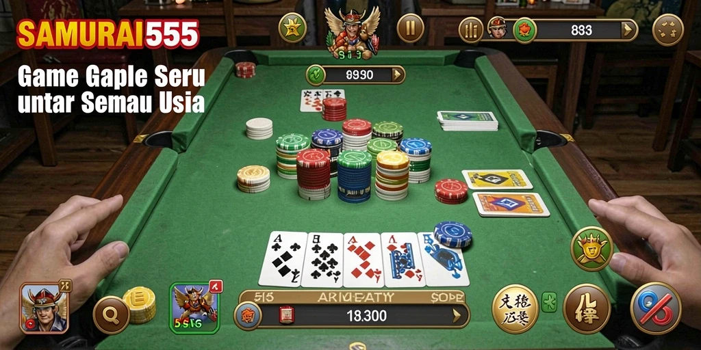 Screenshot gameplay SAMURAI555 menampilkan momen seru bermain Gaple.