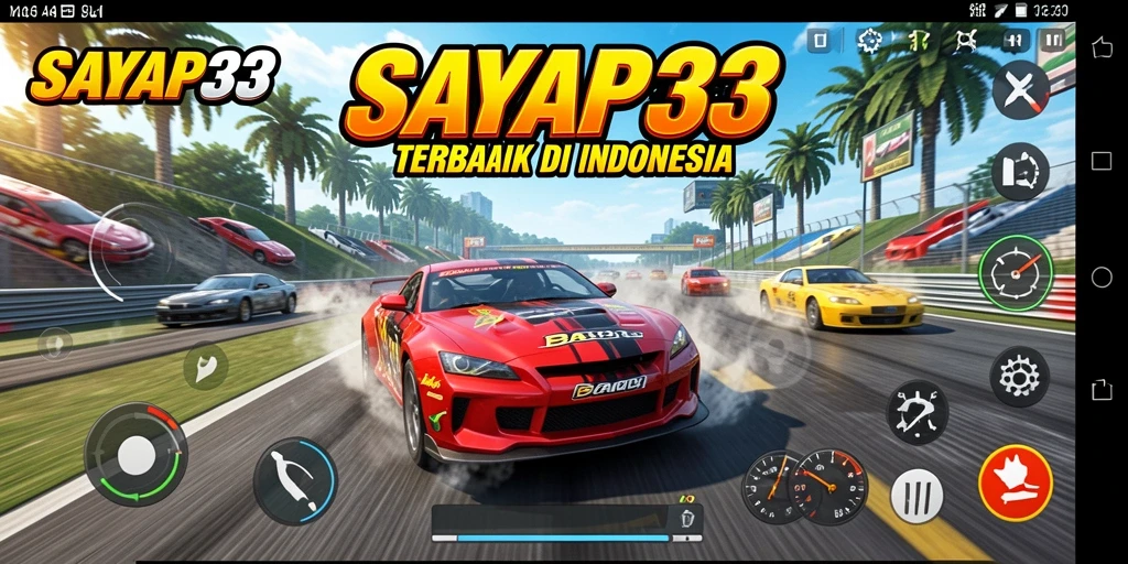 Tangkapan layar yang menampilkan aksi balap mendebarkan di SAYAP33.