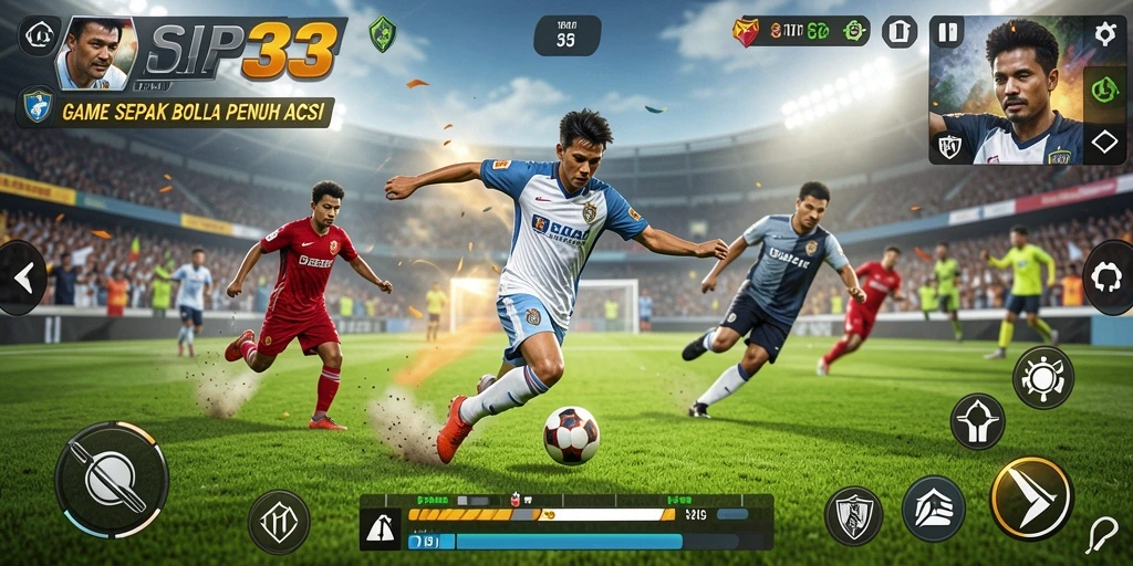 Gameplay SIP33 yang intens dan mendebarkan saat bermain sepak bola.