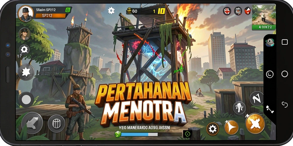 Tampilkan gambar menarik dari gameplay Tower Defense yang mendebarkan.