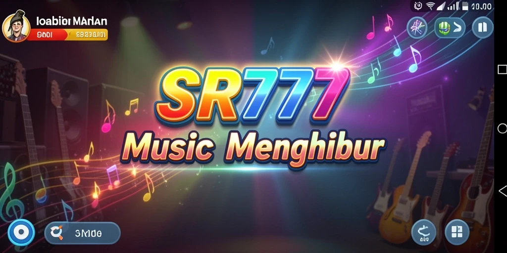 Tampilan gameplay SR777 dengan berbagai fitur interaktif musik.