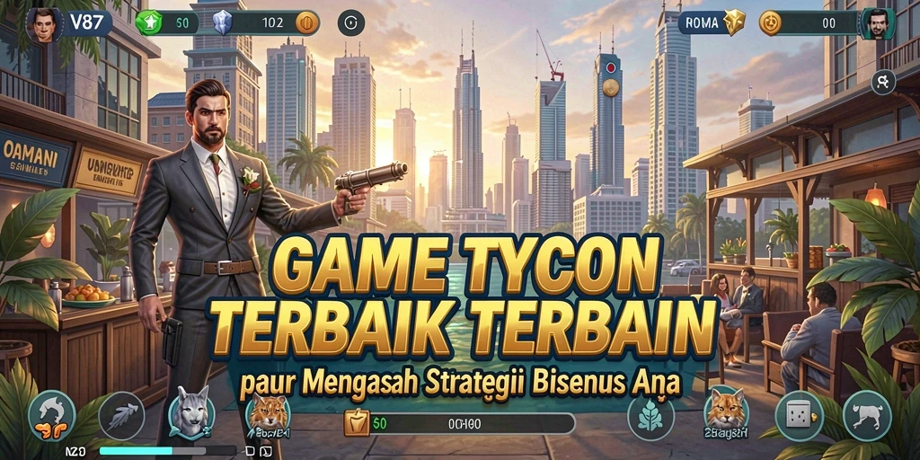 Screenshot V87 menampilkan gameplay seru dalam mengelola bisnis Tycoon.